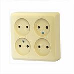 Розетка 4-местная Systeme Electric Этюд PA16-205K без заземления, накладная, кремовая