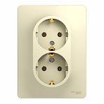 Розетка 2-местная Schneider Electric Glossa GSL000224 с заземлением, встраиваемая, бежевая