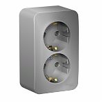 Розетка 2-местная Systeme Electric Blanca BLNRA010213 без заземления, накладная, алюминий