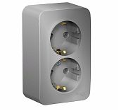 Розетка 2-местная Systeme Electric Blanca BLNRA010213 без заземления, накладная, алюминий