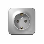 Розетка 1-местная  Schneider Electric BLANCA  BLNRA010113 c заземлением, накладная, алюминий