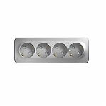 Розетка 4-местная  Schneider Electric BLANCA BLNRA011413 с заземлением, шторки, накладная, алюминий