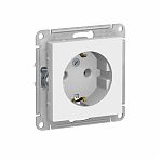 Розетка 1-местная Schneider Electric AtlasDesign  ATN440146 с заземлением, встраиваемая, с крышкой, белая