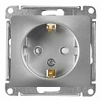 Розетка 1-местная Schneider Electric GLOSSA GSL000343 с заземлением, встраиваемая, алюминий