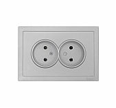 Розетка 2-местная Lezard Zima 704-7400-127BQC с заземлением, встраиваемая, серая