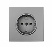 Розетка 1-местная Lezard Zima 704-7488-122BQC с заземлением, встраиваемая, серый матовый