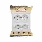 Розетка 4-местная Lezard Leto 752-0200-127BDP с заземлением, накладная, белая