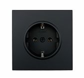 Розетка 1-местная Lezard Zima 704-4288-122BQC с заземлением, встраиваемая, черный бархат
