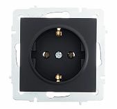 Розетка 1-местная Lezard Vesna 742-4288-122B с заземлением, встраиваемая, чёрный бархат