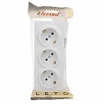 Розетка 3-местная Lezard Leto752-0200-127BUP с заземлением, накладная, белая