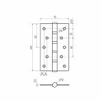Петля врезная Нора-М универсальная 5-4ВВ FHP-STD 2.5х75х125 мм, чёрная