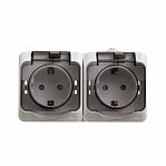 Розетка 2-местная Systeme Electric Этюд PA16-244B с заземлением, крышка, накладная, белая