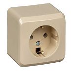 Розетка 1-местная Systeme Electric Этюд PA16-004D с заземлением, шторки, накладная, сосна