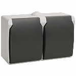 Розетка 2-местная  IEK ФОРС ERS22-K03-16-54-DC с заземлением, крышка, накладная, серый