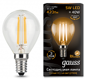 Лампа Gauss Filament LED E14 5W 2700K 105801105