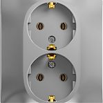 Розетка 2-местная  Schneider Electric Glossa GSL000324 с заземлением, встраиваемая, алюминий