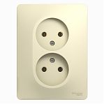 Розетка 2-местная  Systeme Electric Glossa GSL000220 без заземления, встраиваемая, бежевая 