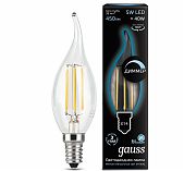 Лампа Gauss LED Свеча на ветру Filament E14 5W 4100K dimmable