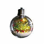Ёлочный шар Еловая ветка, батарейки, 1 LED, свечение тёплое белое