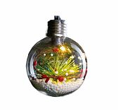 Ёлочный шар Еловая ветка, батарейки, 1 LED, свечение тёплое белое