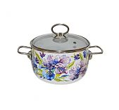 Кастрюля эмалированное покрытие Vitross 1SC185S Iris белоснежный с крышкой, 3 л