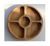 Менажница деревянная из ясеня, 5 секций, диаметр 28 см