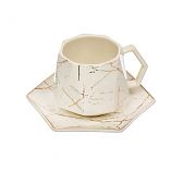 Набор чайный Белый мрамор, керамика, 12 предметов на 6 персон, 180 мл