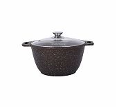 Кастрюля Kukmara со стеклянной крышкой, кофейный мрамор, 3 л