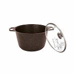 Кастрюля Kukmara со стеклянной крышкой, кофейный мрамор, 6 л