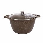 Кастрюля Kukmara со стеклянной крышкой, кофейный мрамор, 6 л