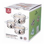 Набор эмалированных кастрюль Agness 934-715 Парижские коты 2 л; 2.8 л; 3.6 л