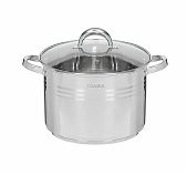 Кастрюля Daniks SP-6BP-12 Общепит с крышкой, нержавеющая сталь, индукция, 12 л