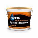 Краска Krafor ВД интерьерная латексная моющаяся супербелая 14 кг