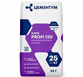 Клей Цементум для плитки Basic 120 (C1T), стойкий к влаге, 25 кг