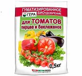 Удобрение Гера Для томатов, перцев и баклажанов, гуматизированное, 0.5 кг