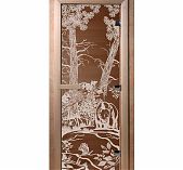 Дверь Doorwood Мишки бронза 1900х700 мм (стекло 8 мм, 3 петли, лиственная)