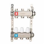 Коллектор регулируемый с запорными клапанами Gappo G428.3 3-вых.x1"x3/4"