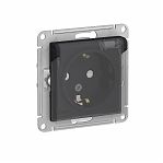 Розетка 1-местная Schneider Electric AtlasDesign Aqua  ATN441046 с заземлением, крышка, встраиваемая, карбон