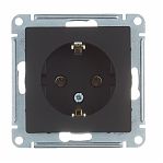 Розетка 1-местная  Schneider Electric AtlasDesign  ATN001043 с заземлением, встраиваемая, карбон