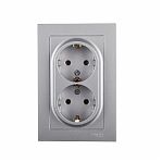 Розетка  2-местная Schneider Electric AtlasDesign ATN000324 с заземлением, встраиваемая, алюминий