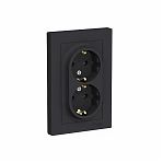  Розетка 2-местная Schneider Electric AtlasDesign ATN001024 с заземлением, встраиваемая, карбон