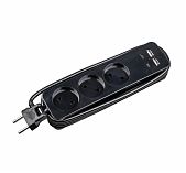 Удлинитель Uniel Travel S-CT3-1.8UC BLACK 2USB+2TYPE C, 3 розетки, 1.8 м, 2.5 кВт, черный