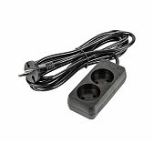 Удлинитель Uniel Ultra S-CU2-3 Black ПВС, без заземления, 2 розетки, 3 м, 2.5 кВт