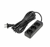 Удлинитель Uniel Ultra S-CU3-3 Black ПВС, без заземления, 3 розетки, 3 м, 2.5 кВт