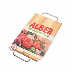 Доска разделочная прямоугольная Alber дерево 29х20х1.8 см с ручкой, с кровостоком 80008