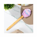 Лопатка кулинарная Кекс B030093, силикон, бамбук, сиреневая, 30 см 
