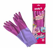 Перчатки York Rosie резиновые латексные, с хлопковым напылением, ароматизированные, размер M