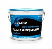 Краска Krafor, для внутренних работ, интерьерная, матовая, супербелая 14 кг
