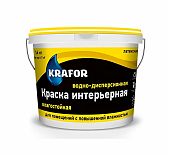 Краска Krafor ВД интерьерная латексная влагостойкая, матовая, белая, 14 кг