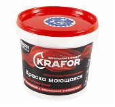 Краска Krafor, интерьерная, глубокоматовая, моющаяся, белая, 1.5 кг